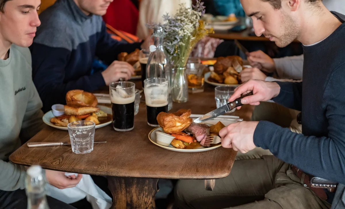 Traditional Sunday roast with Yorkshire puddings